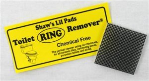 Shaws pad toilet ring remover label and product